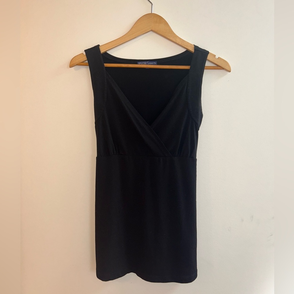 Black V-Neck Tank Top with Tieback